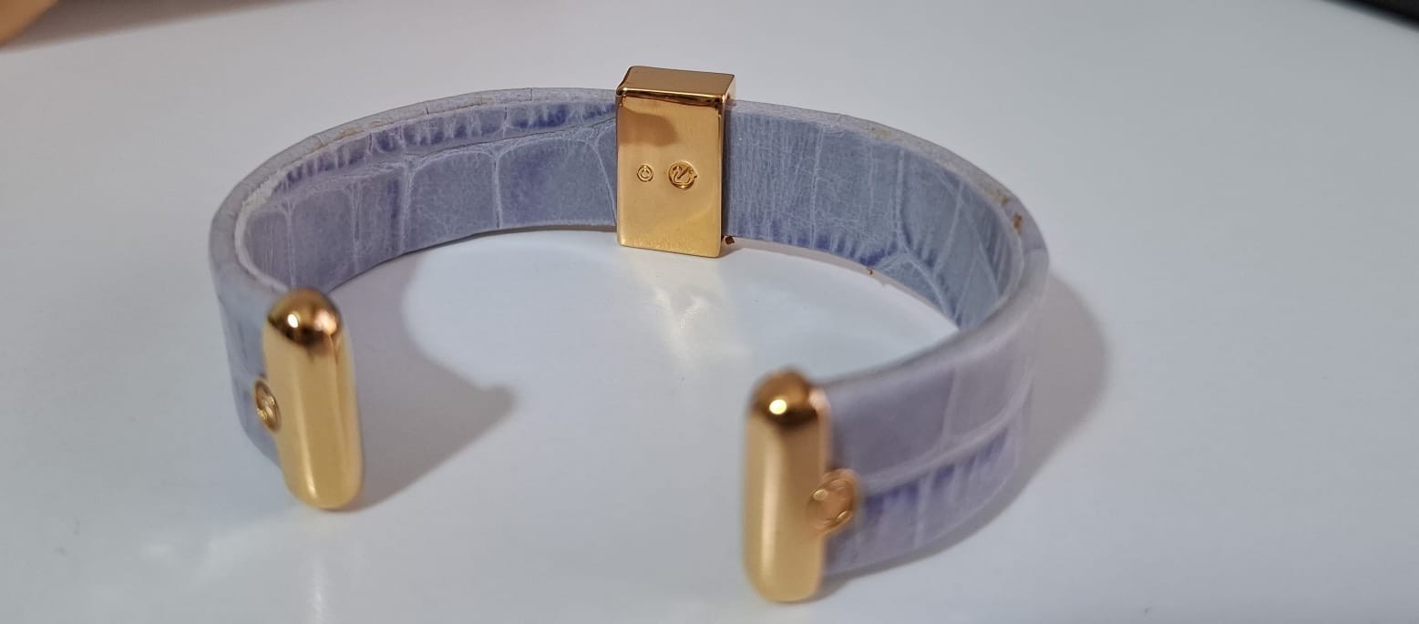 Swarovski Crystal Cuff Bangle Bracelet Gold Tone Purple Lavender Cluster