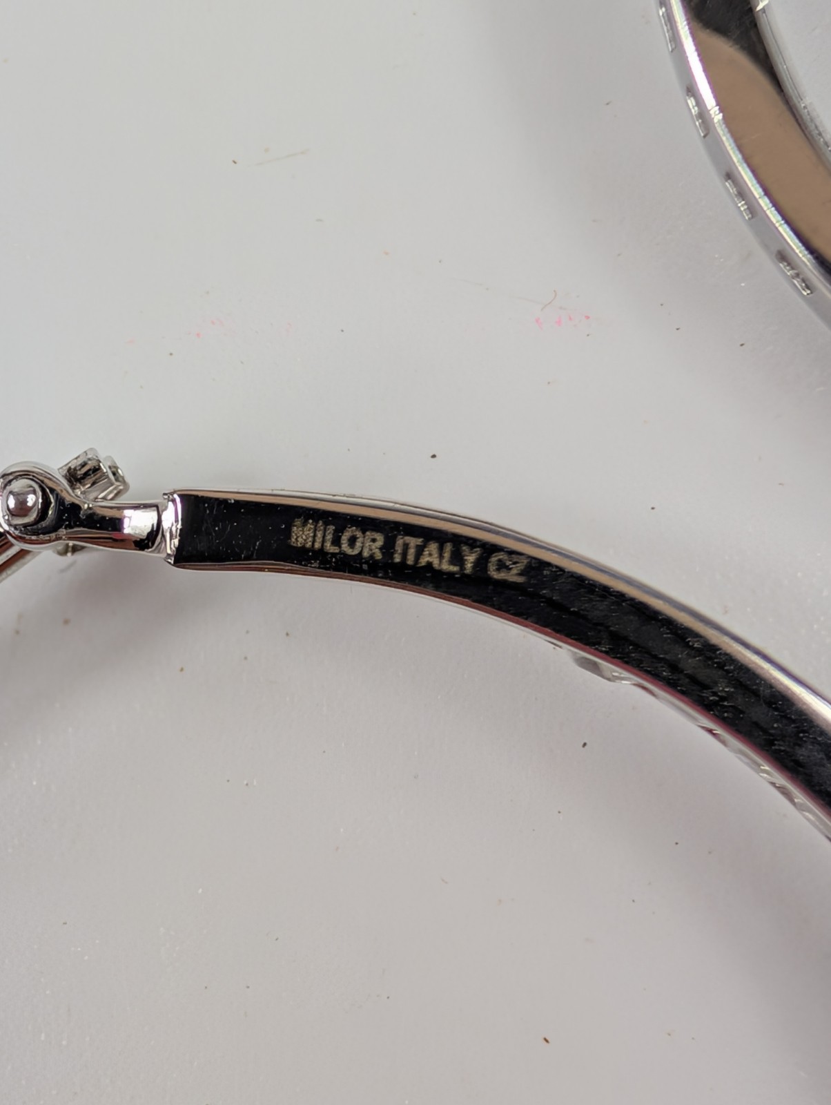 Milor Italy 925 Silver Cubic Zirconia CZ Hoop Leverback Earrings 1.75″ 11 Grams