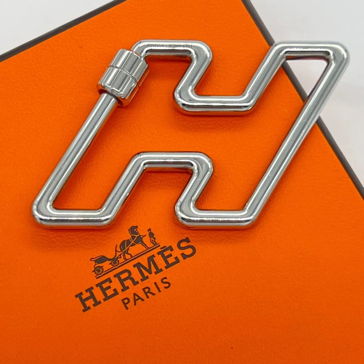 HERMES H To Speed Key Ring Charm Silver GP