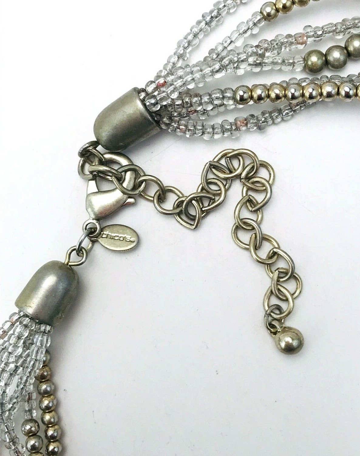 Chico’s Multi Strand Acrylic Glass Wood Beaded Necklace