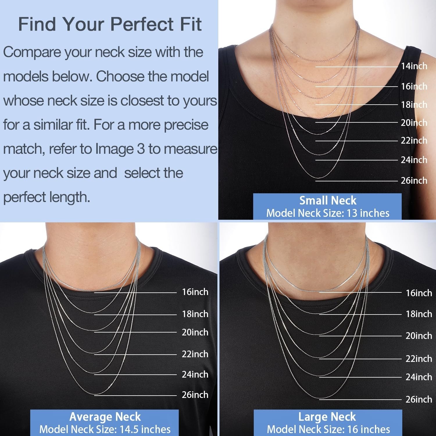 18K Gold Plated Sterling Silver Chain Necklace for Women 16-24 Inch