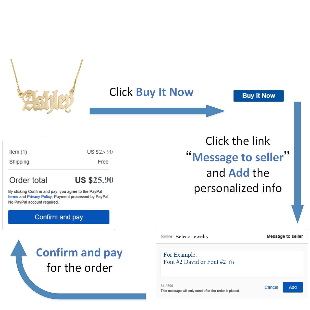 Customize Hebrew Name Necklace Gift From Israel Custom Jewelry Font Pendant