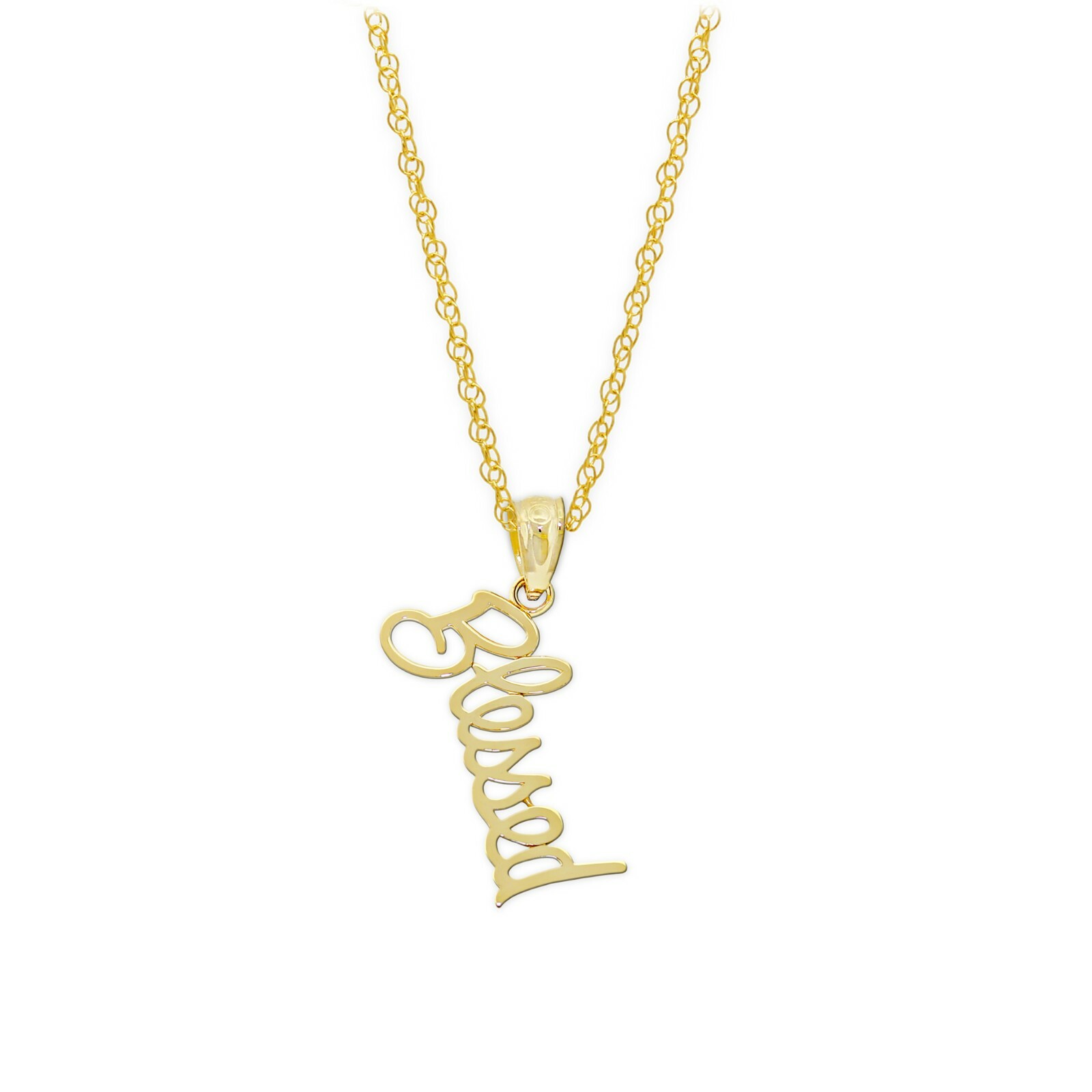 Gold Vertical Blessed Charm – 10 Karat Solid Gold