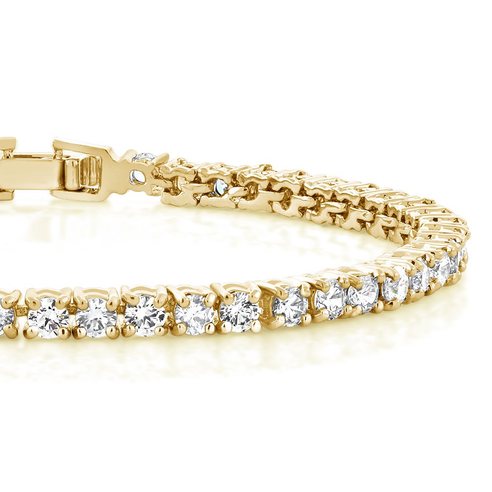14K Yellow Gold Plated AAA CZ Cubic Zirconia Classic Tennis Bracelet For Women
