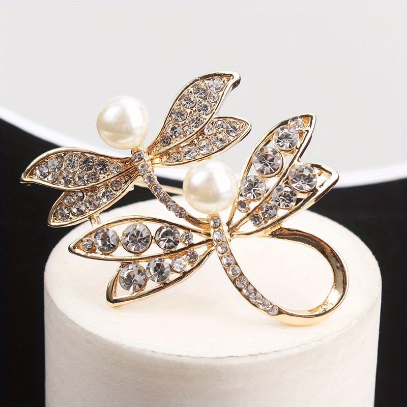 Elegant Butterfly Brooch CZ Simulated Pearl Pin for Men Women Gift Unisex