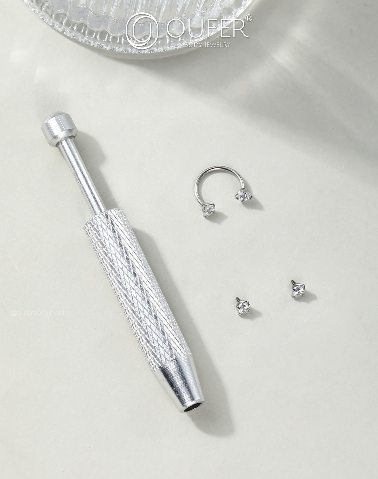 OUFER 18G Horseshoe Nose Rings Studs, 316L Surgical Steel 20g 8mm, Silver