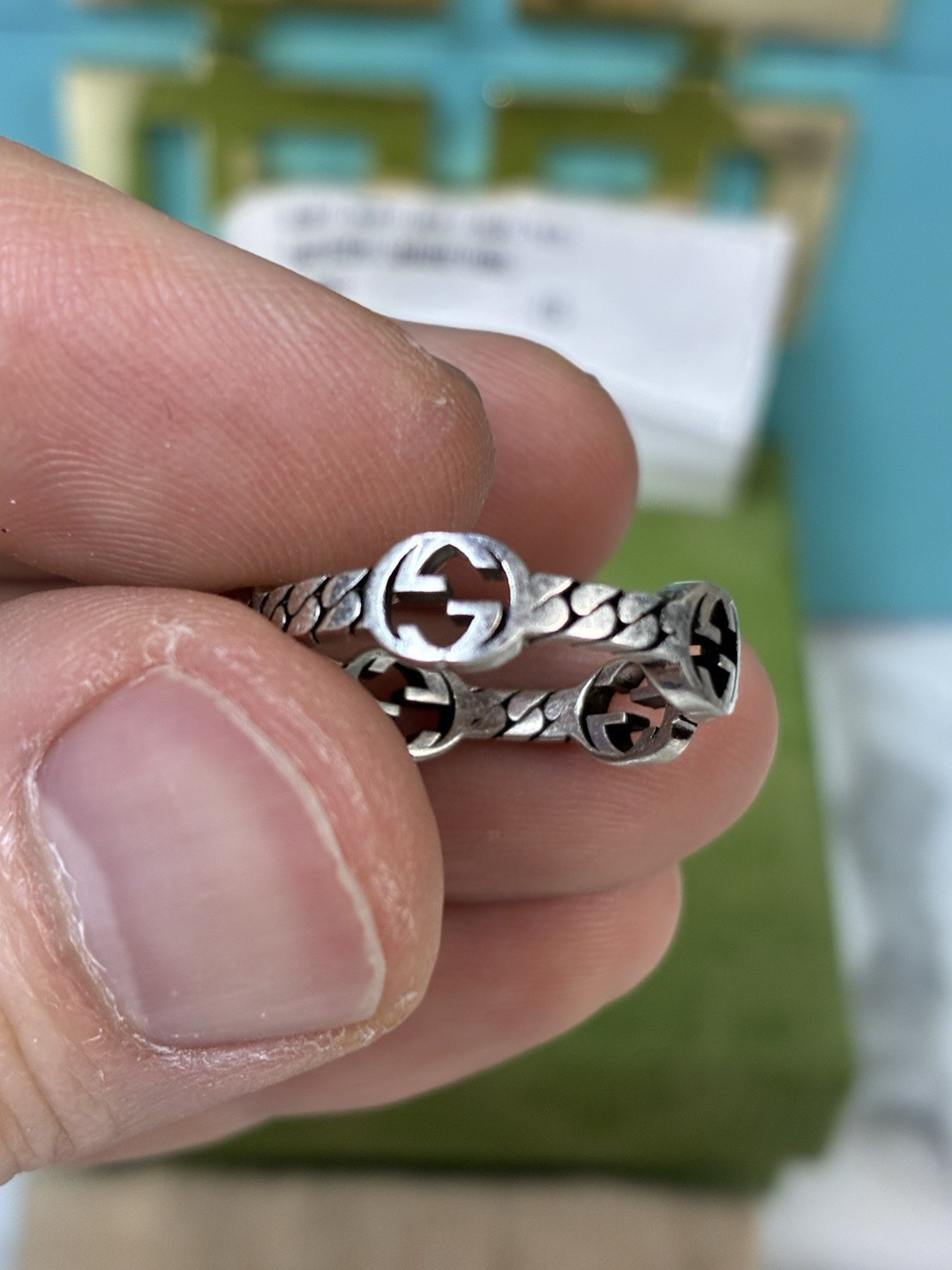 NWT Gucci Silver 925 Interlocking GG Ring – IT Size 15 = 7.25 US