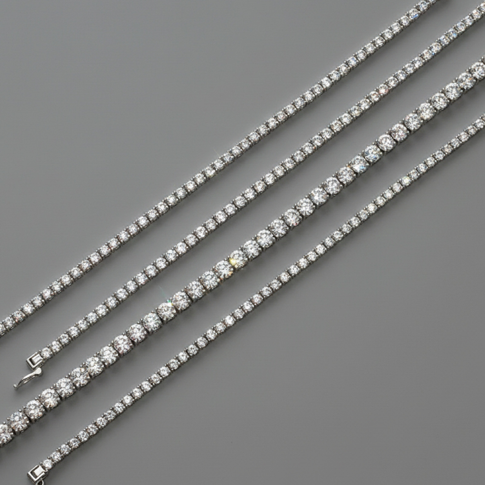 925 Sterling Silver, Genuine Swarovski Women’s Round Cut Crystal Tennis Bracelet