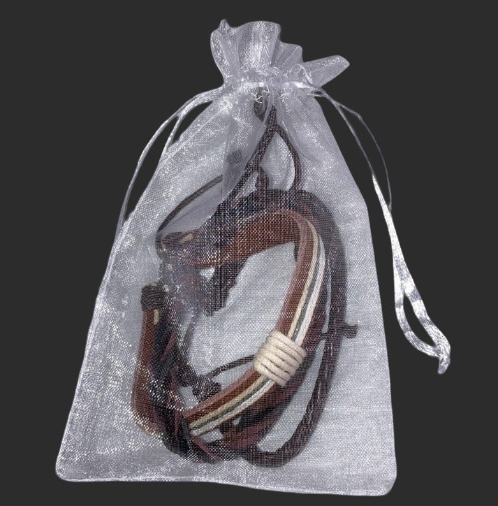 3 Pc Unisex Men Women Braided Weave Faux Leather Layered Stackable Bracelet NWOT