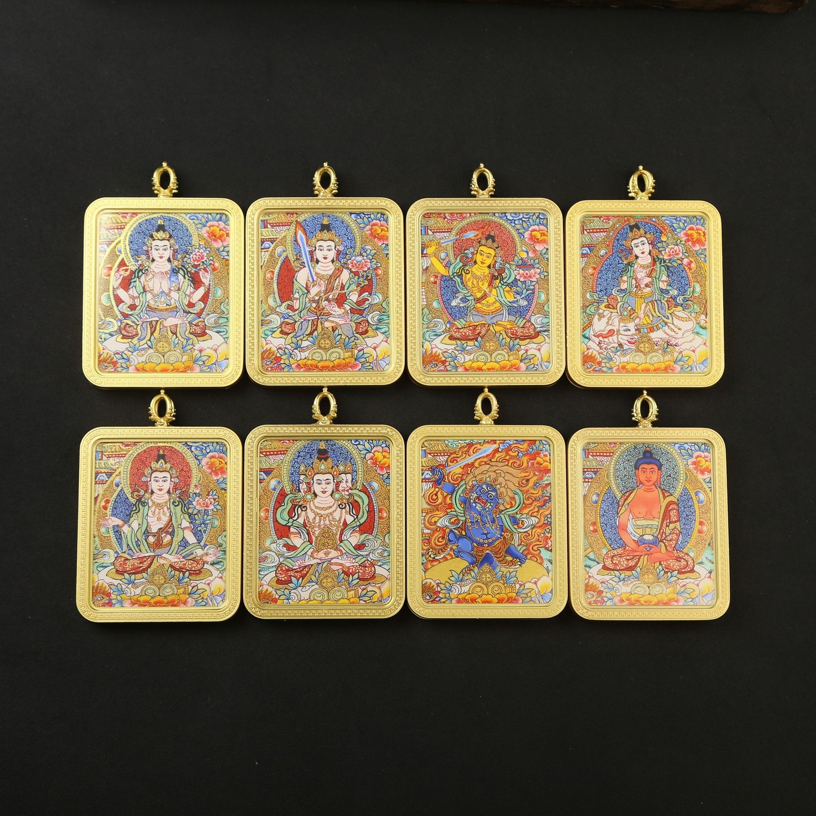 Hand-woven Tibetan-style pendant rope five-way God of Wealth Thangka necklace