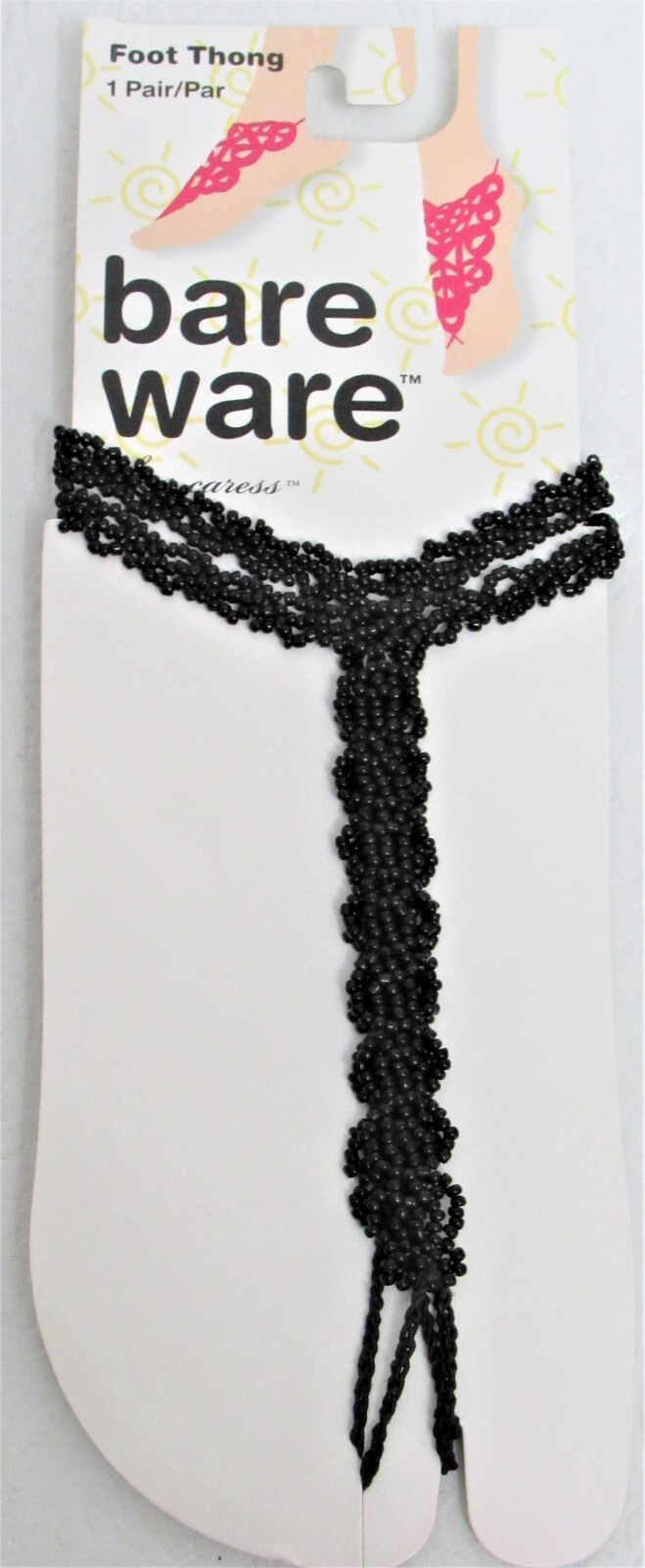 Barefoot Sandals Thong Anklets Beaded Black 1 Pair