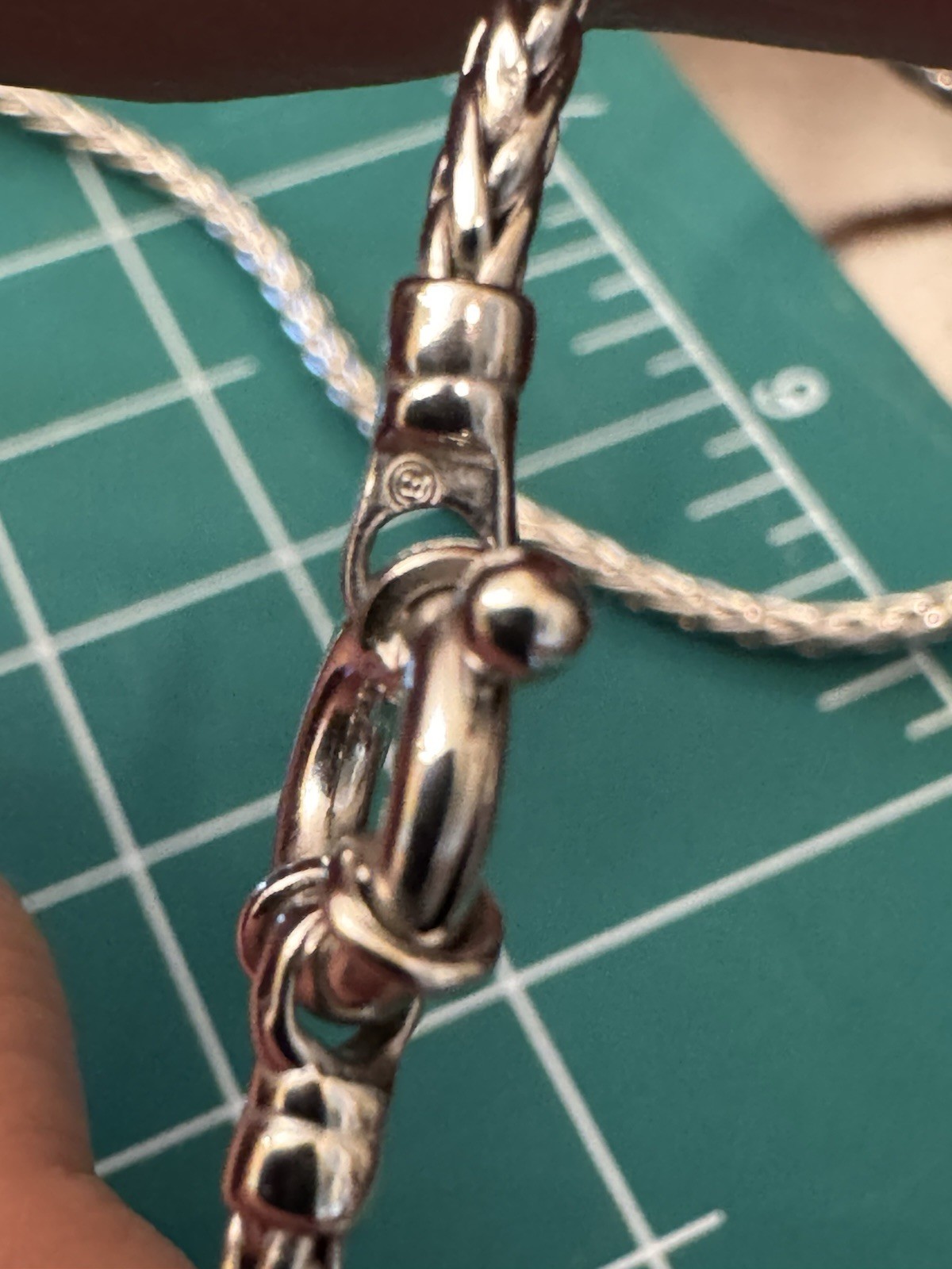 14K white gold Rope Chain Y-Drop Lariat Necklace Diamond Accent Spring Ring