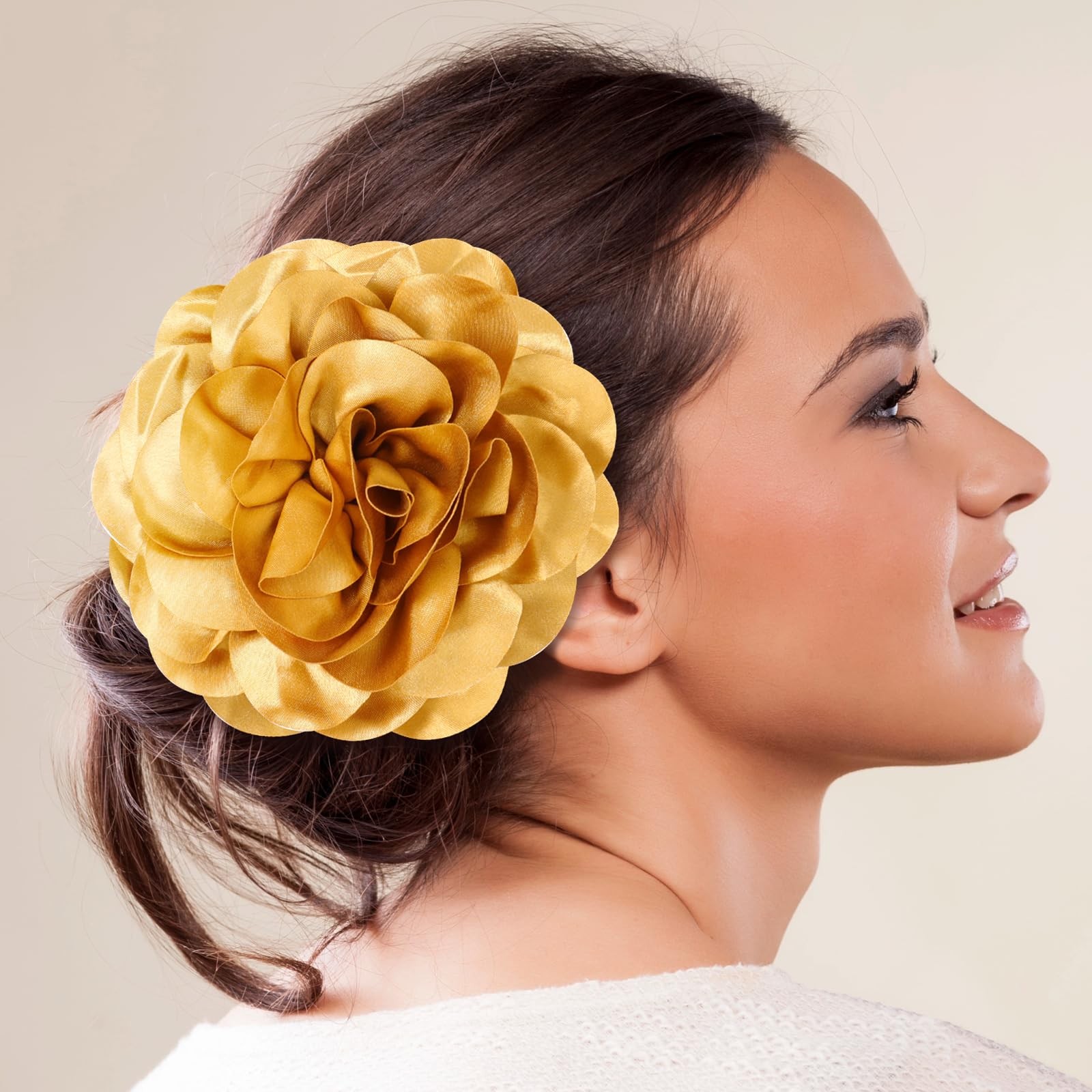 Big Flower Dainty Satin Fabric Rose Flower Brooches Large Rose Flowers Satin Lap