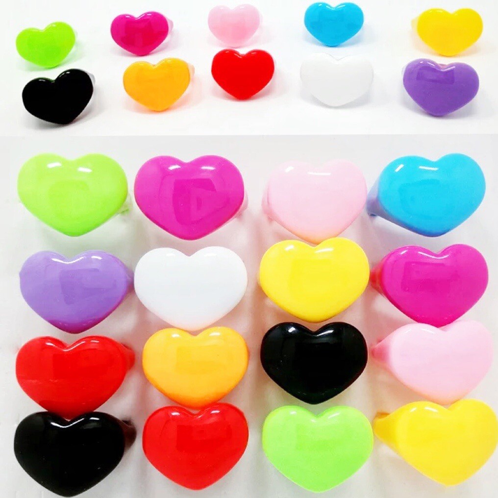 Wholesale 50 Colorful Heart Resin Rings Mix Acrylic Women Luxury Cute Party Gift