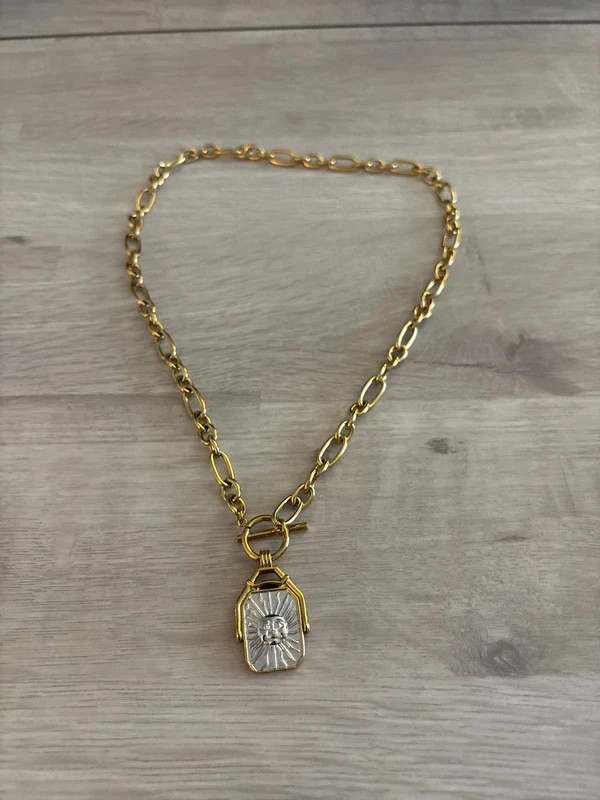 T-Bar Sun & Moon Reversible Necklace – Mixed Metals