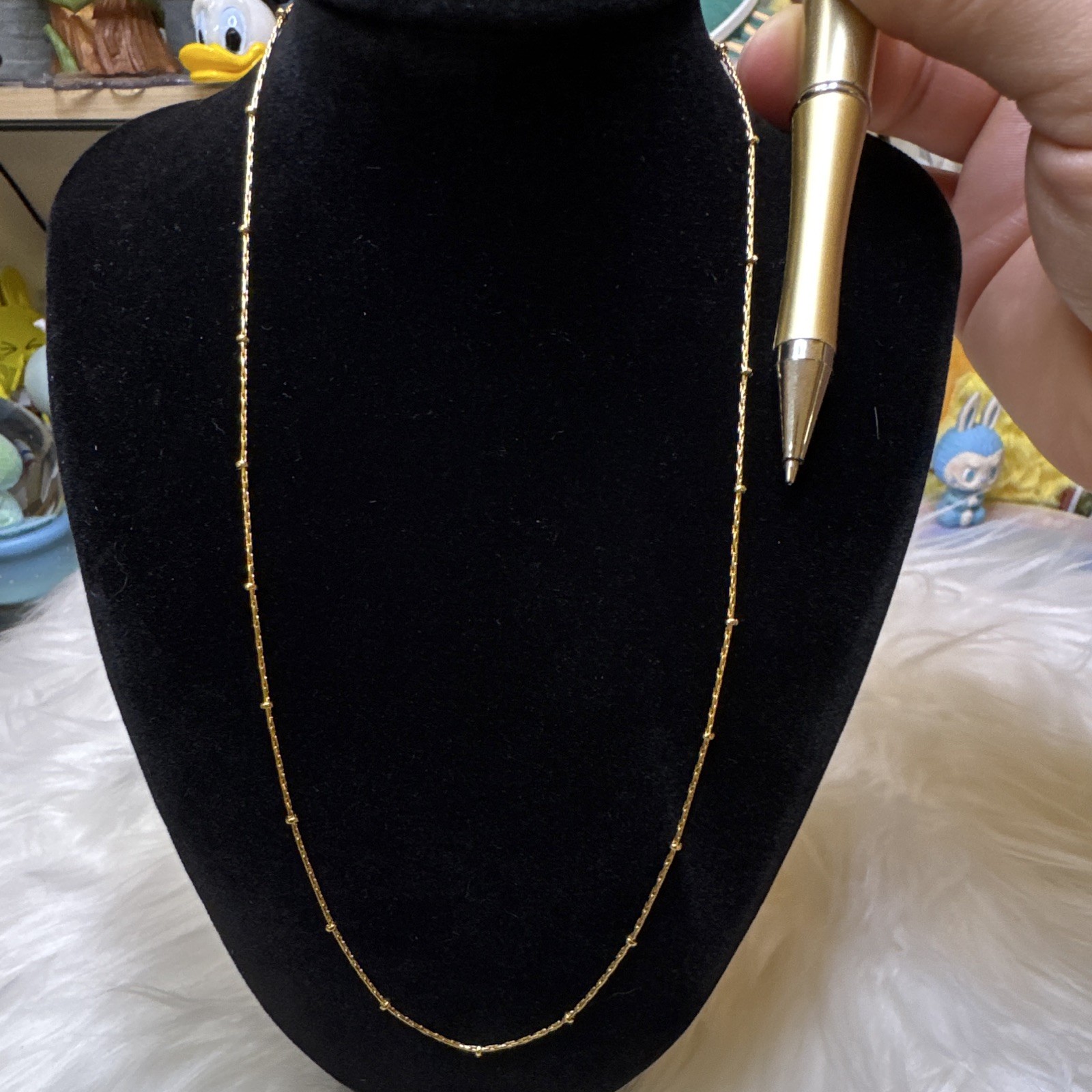 Dainty Satellite Bead Necklace 18k Gold Filled, 17.5inch, 0.9mm, Lobster Clasp