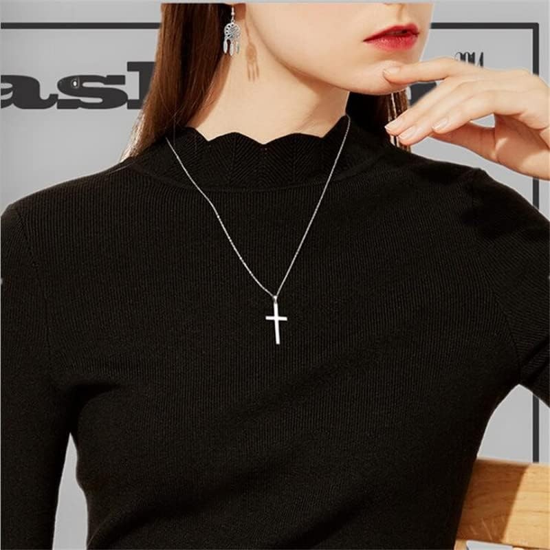 2pc Cross Necklace Silver Premium Alloy Solid Color Cross Pendant Necklace