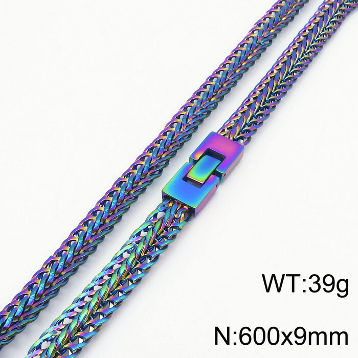 Hiphop Rock Cool Braided Snake Chain Necklace Stainless Steel Colorful 9mm 24”