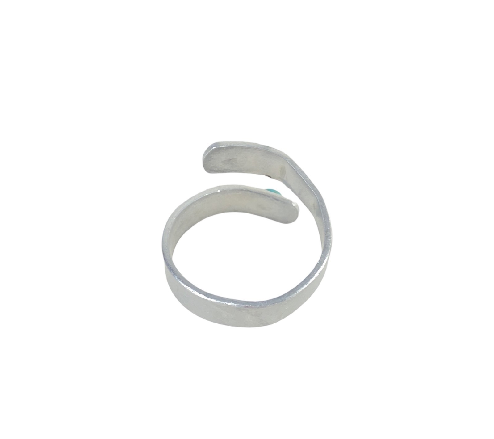 Hand Stamped Aluminum Adjustable Wrap Name Ring “Daisy” w/ Faux Turquoise