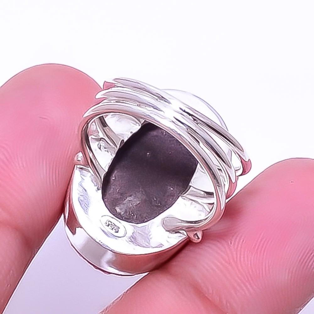 Pink Quartz Drusy 925 Sterling Silver Ring S.6.5 R38015727, Christmas Gift