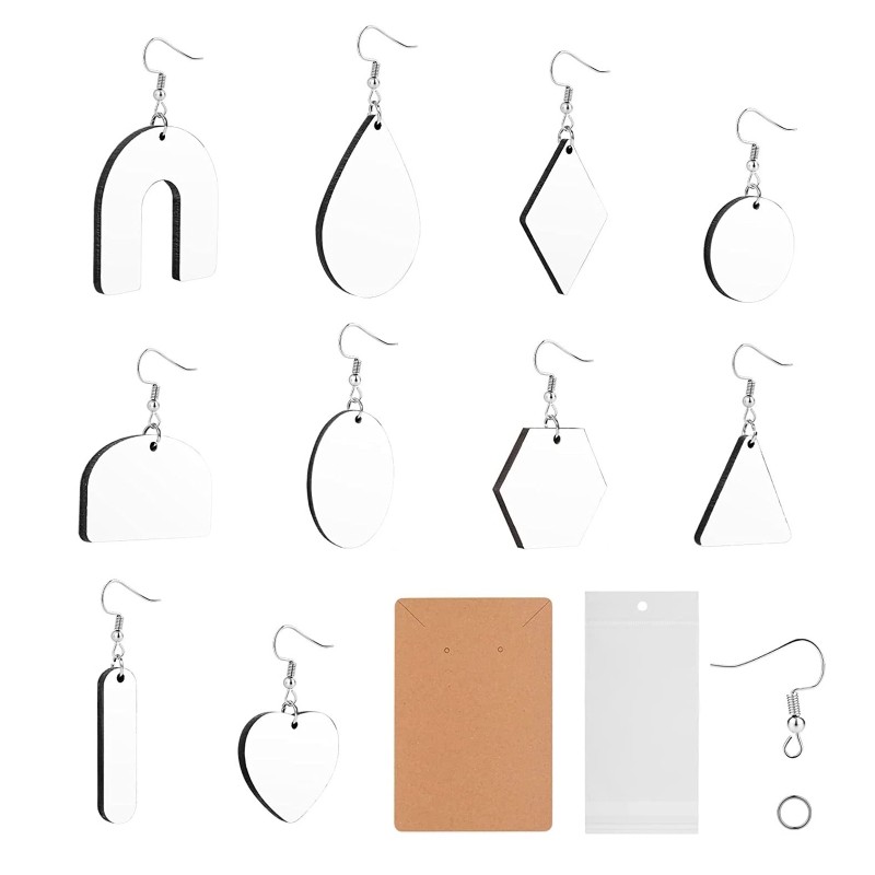 60Pcs Blank Dye Sublimation Earrings with Earrings Cardboard Double Sided Blank