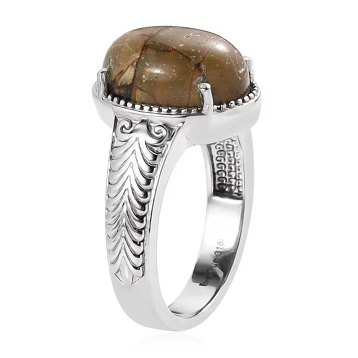 EverTrue Venus Jasper Solitaire Ring in Stainless Steel 5.80 ctw Size 10