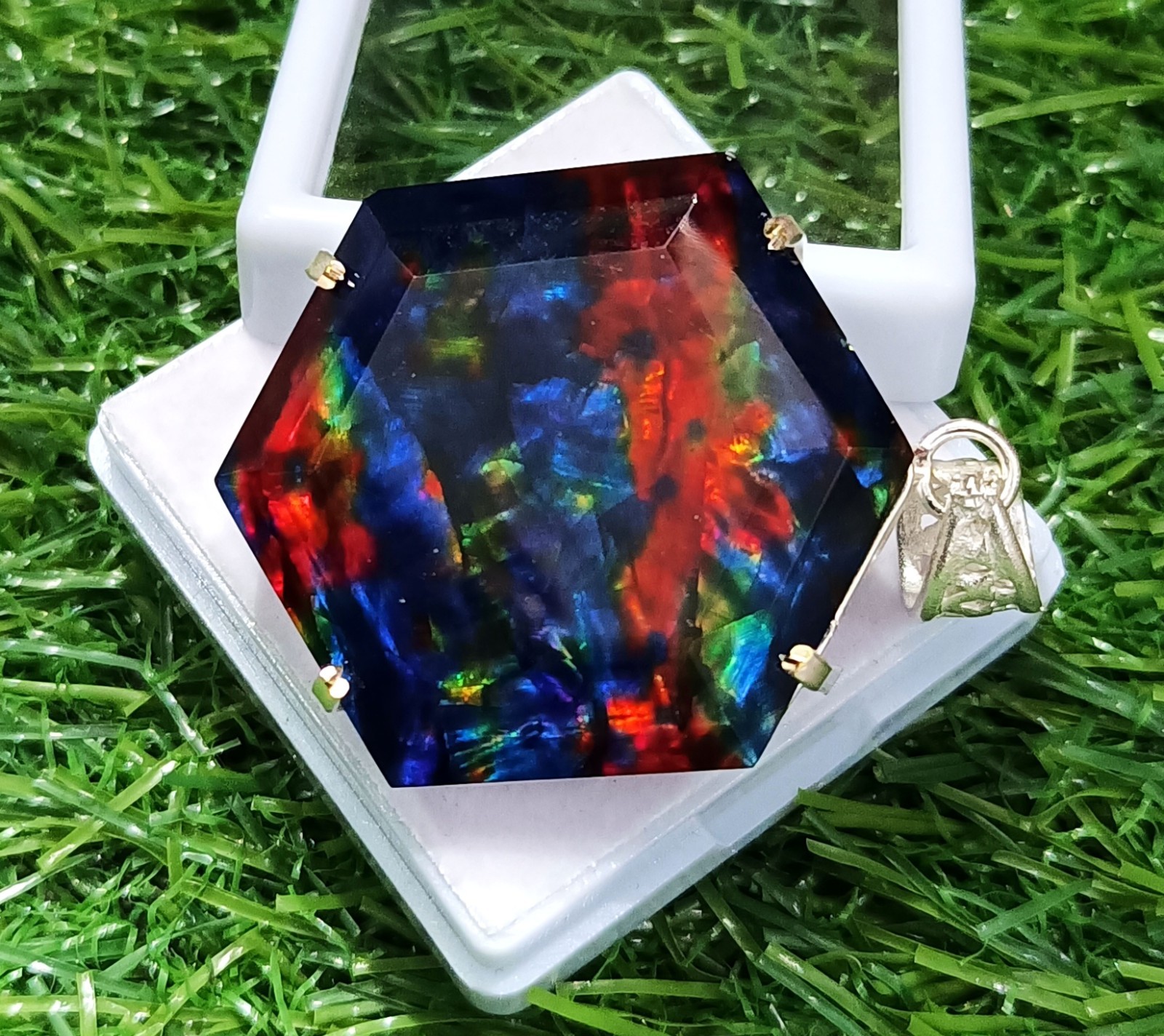 74.85 Ct Natural Ammolite 925 Solid Silver PENDANT Multi Color Certified Gems