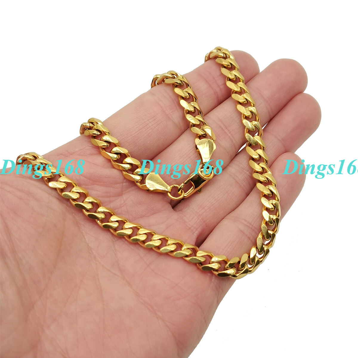 Mens 18K Yellow Gold Plated GP Tarnish-Resist 7mm Cuban Link Chain Necklace P062