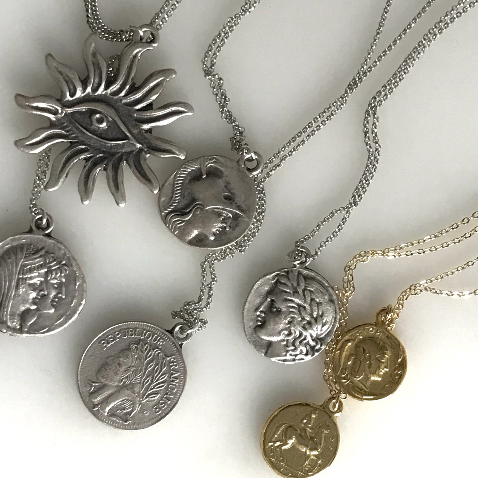 Double Sided Ancient Coin Necklaces-Greek & Roman Inspired Designs – New
