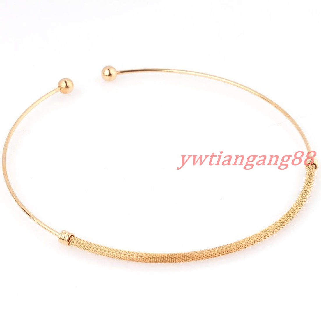 Womens Silver/Gold Color Stainless Steel Necklace Choker Bracelet Jewelry Set