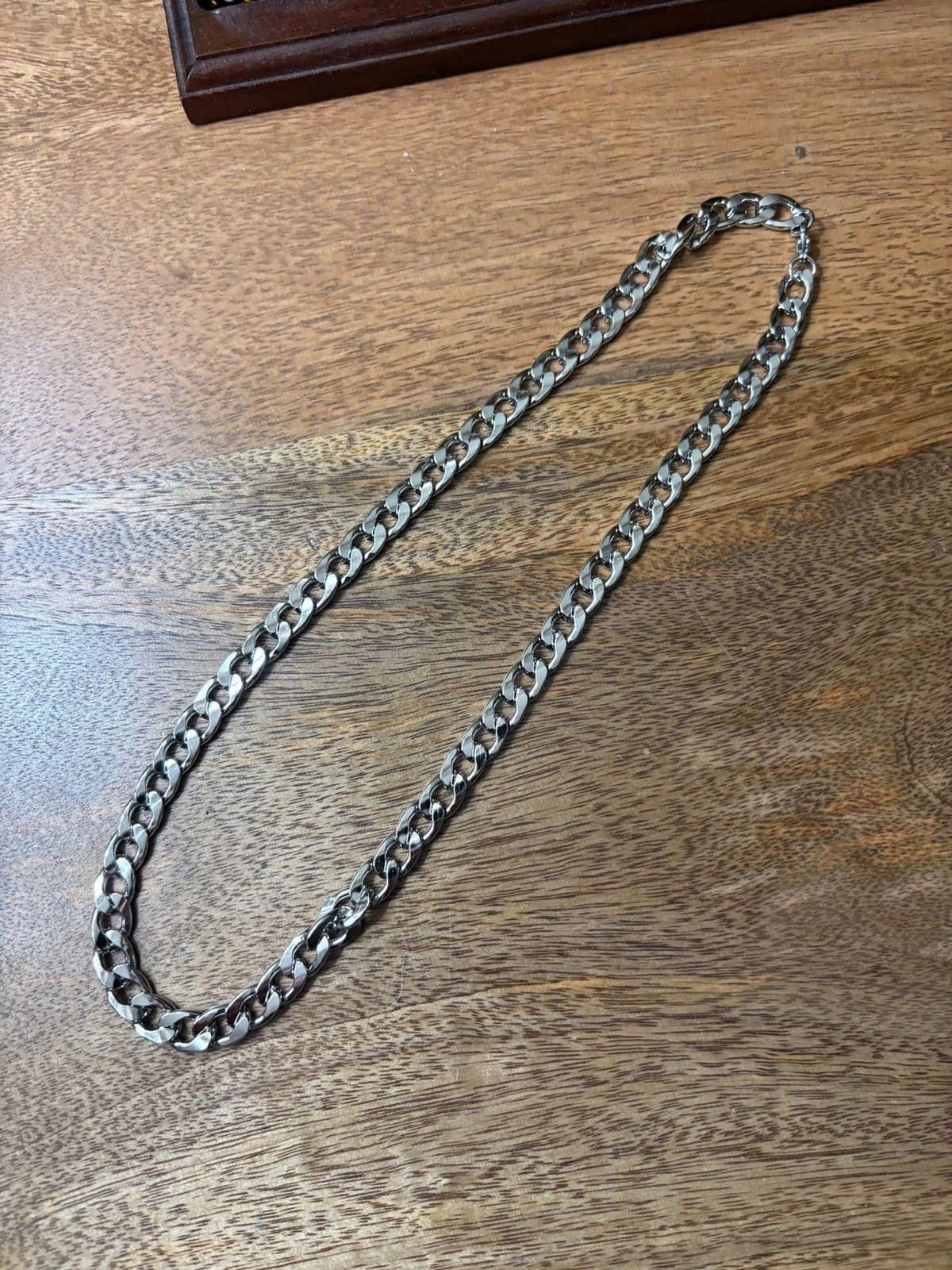 8mm Stainless Steel Cuban Link Chain Necklace Silver 21in 55cm Men Women