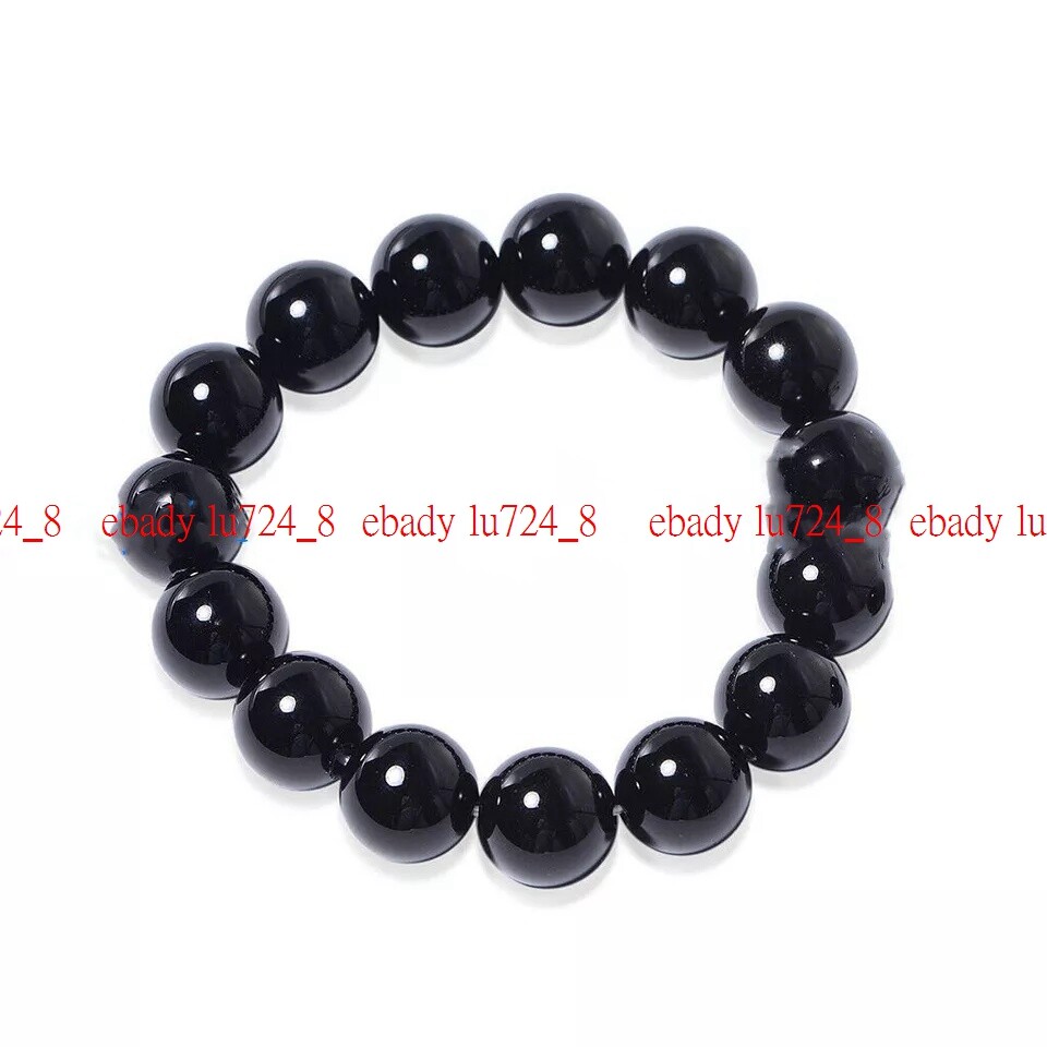 8/10/12/14mm Black Agate Gemstone Round Beads Bracelet Earring Set