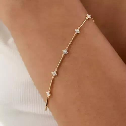 Women’s Tennis Bracelet 4Ct Round Cut Moissanite Diamond 14k Yellow Gold Plated