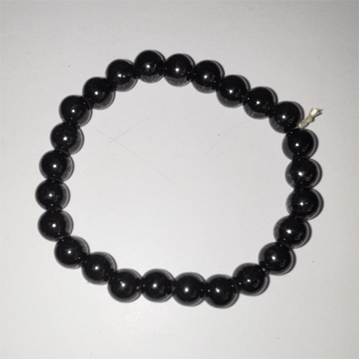 Black Stone Beaded Adjustable Bracelet Less Than 8 in Round Sizable