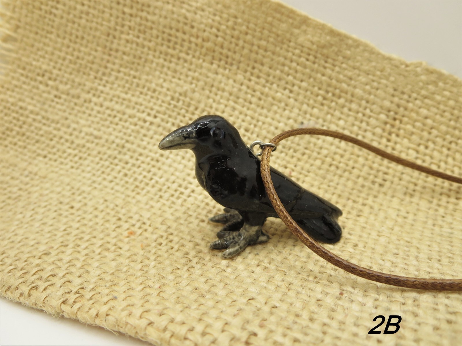 Raven Pendant Necklace Crow Witchy necklace Porcelain bird Owl necklace