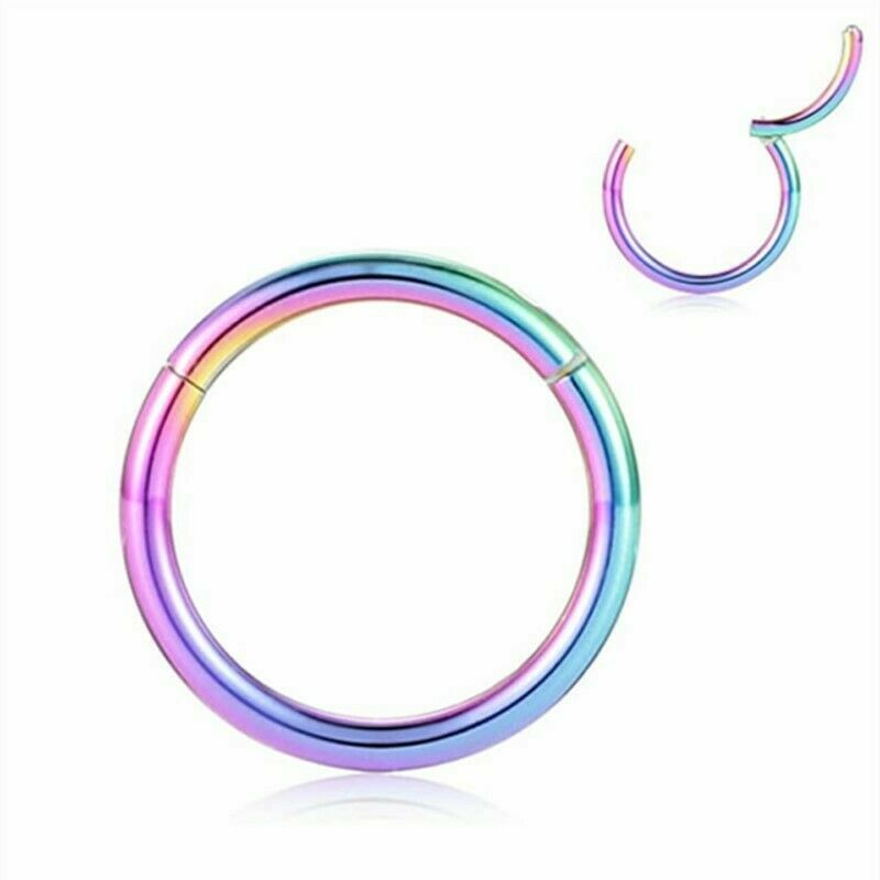 2PC Stainless Steel Segment Hinged Clicker Ear Nose Body Ring Lip Hoop Piercing