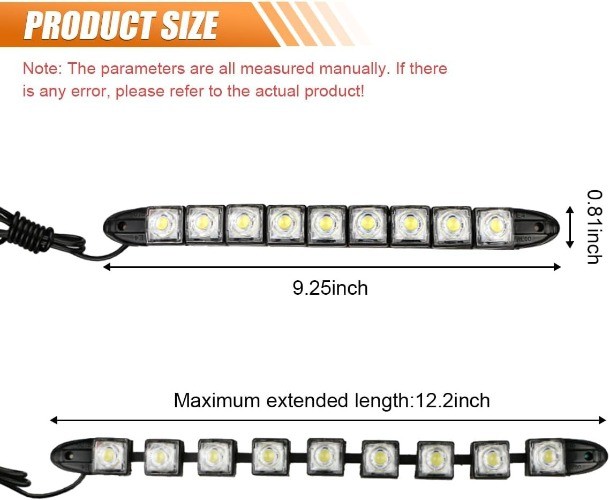 2PCS Red Daytime Running Strip Lights, Flexible Bright Spot Fog Lam Color: Red