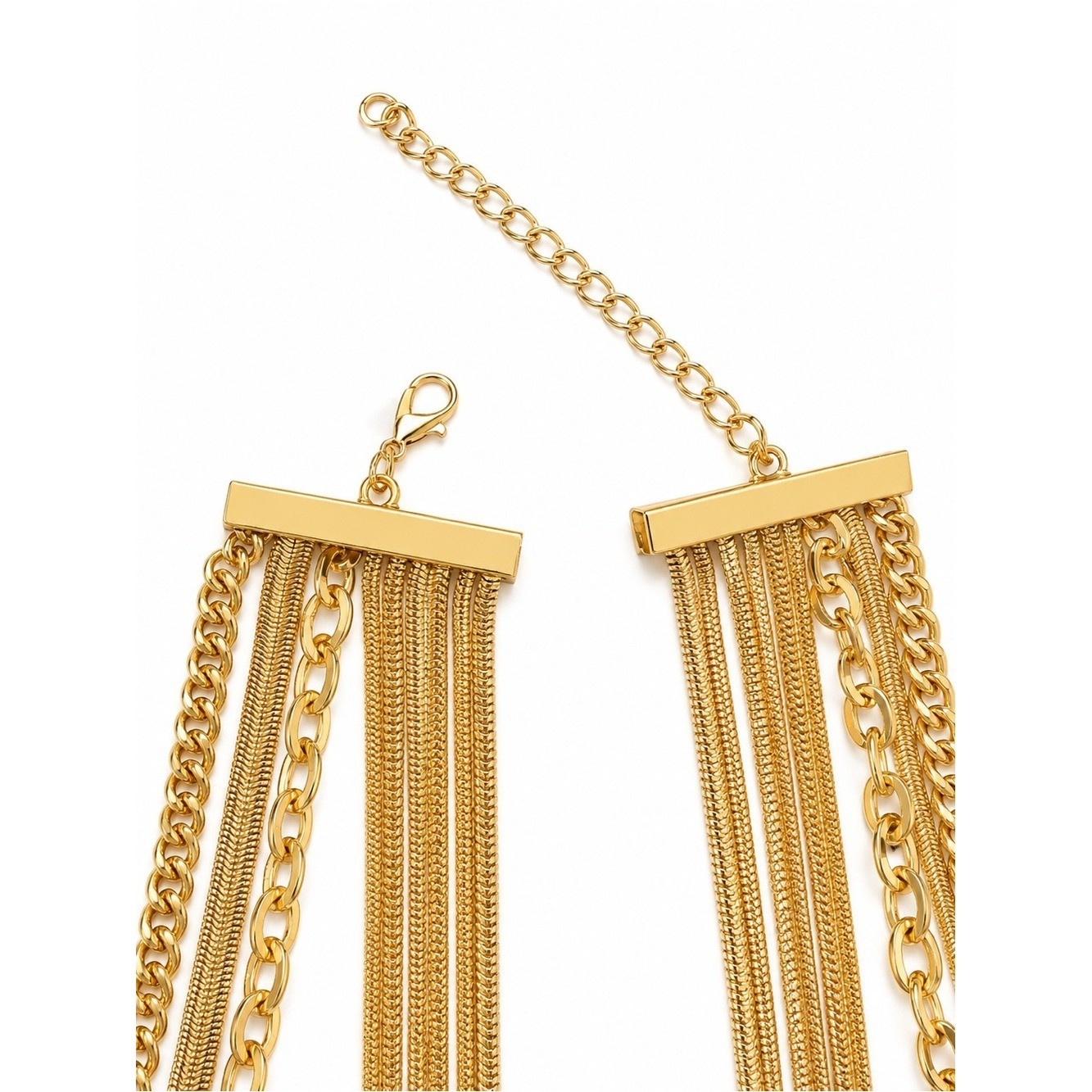 Heavyweight Sunflower Statement Necklace Gold Tone Multi-Strand Tassel Choker