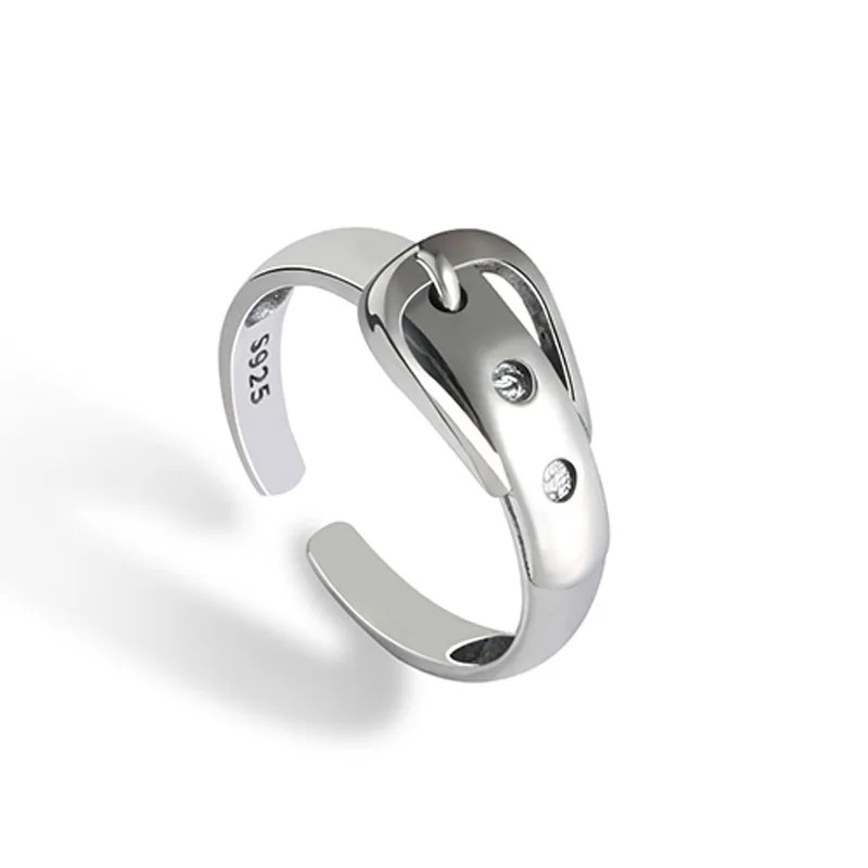 Adjustable Belt Ring 925 Sterling Silver Geometric Cocktail Party Jewelry