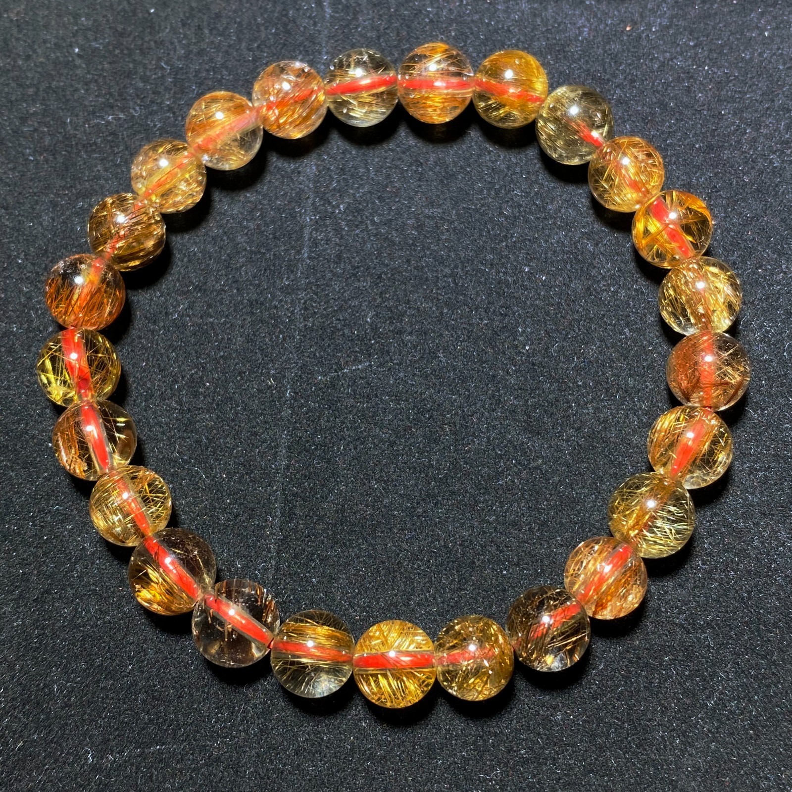 7.8mm Natural Red Copper Quartz Crystal Beads Bracelet B1795