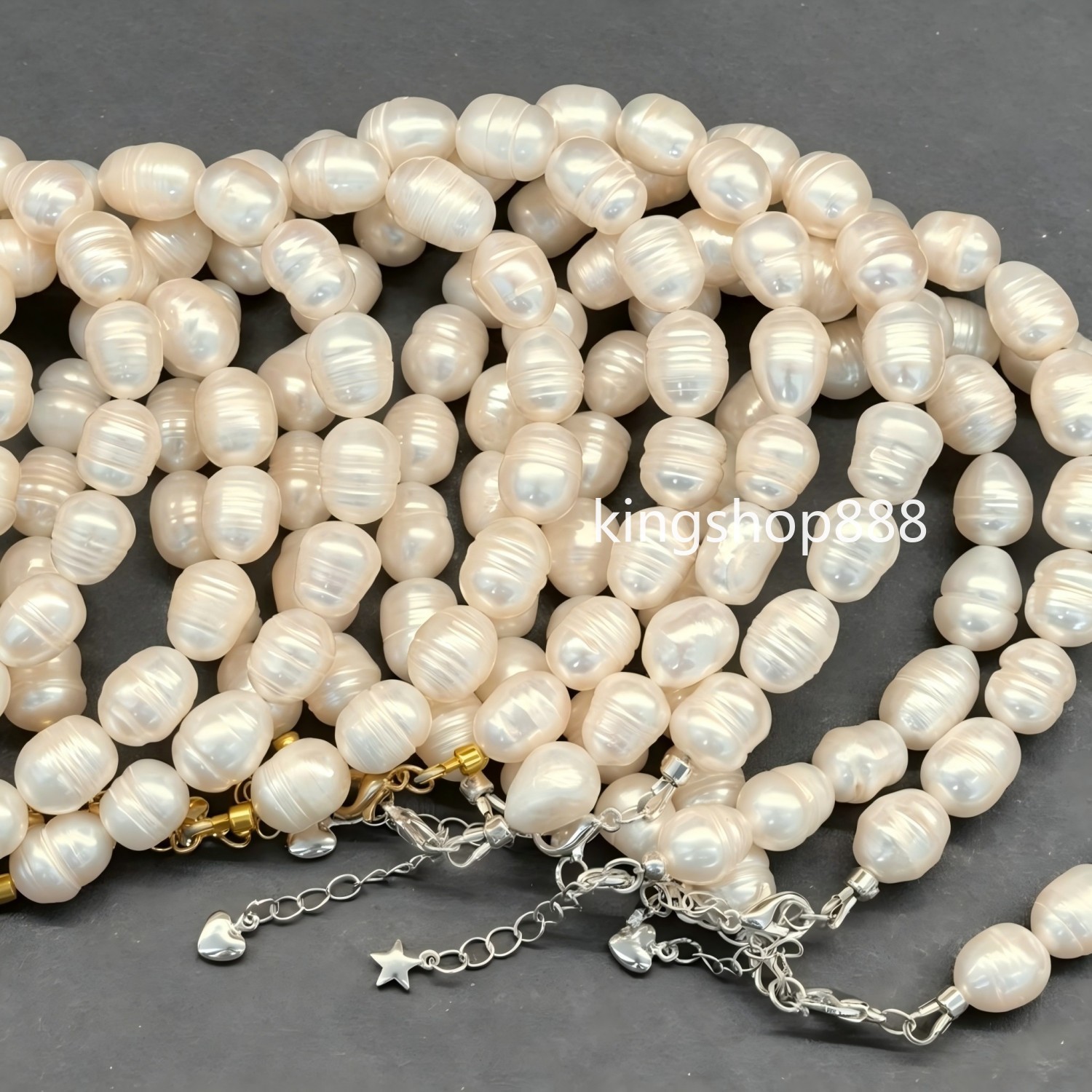 8″ Freshwater White Genuine Cultured Natural Pearl Beaded Bracelet Women 9x11mm