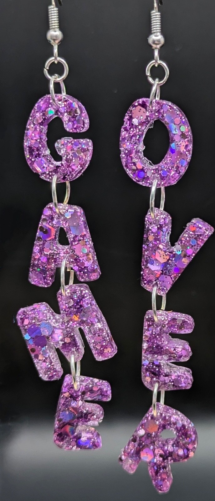 Glitter GAME OVER Earrings – Novelty X Box PlayStation Fun Gift For Gamers