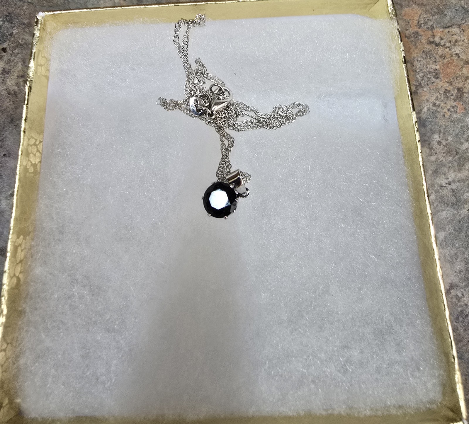 Black Crystal & Silver Tone Necklace & Earring Set With Gift Box