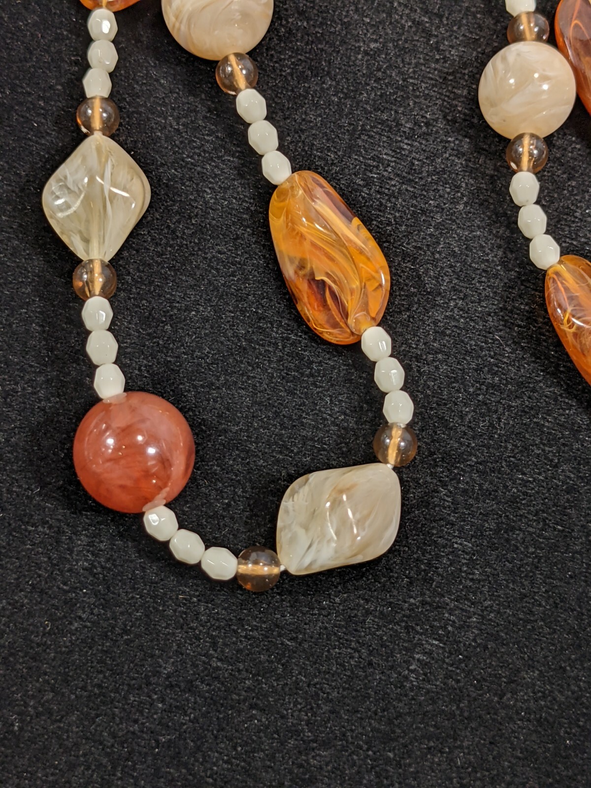 Brown Cream Acrylic Bead Long Necklace 15284