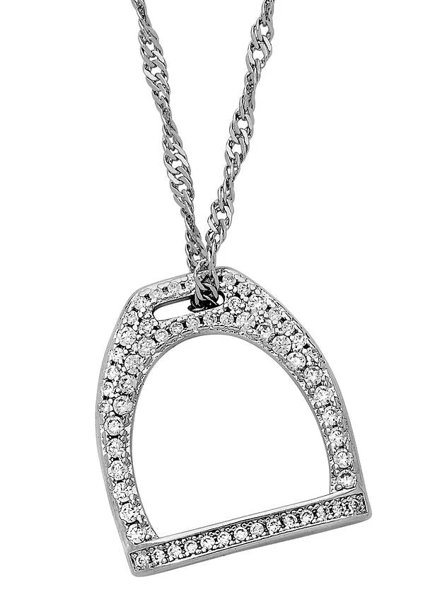 AWST INT’L RHODIUM PLATED & PAVE CZ STIRRUP NECKLACE