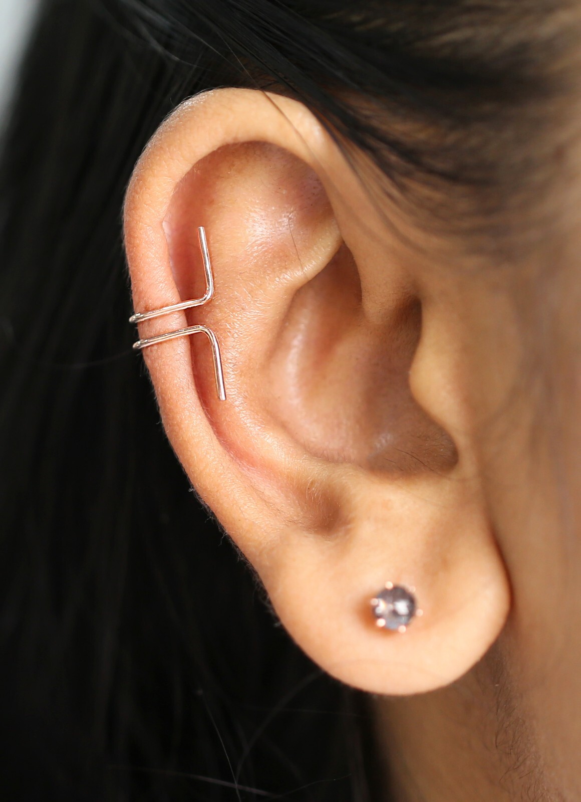 Plain Gold 14K Rose White Yellow Gold Engagement Wedding Gift Ear Cuff KD1073