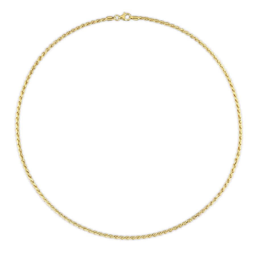 AMOUR 2.2mm Rope Chain Necklace In Yellow Plated Sterling Silver, 18 In