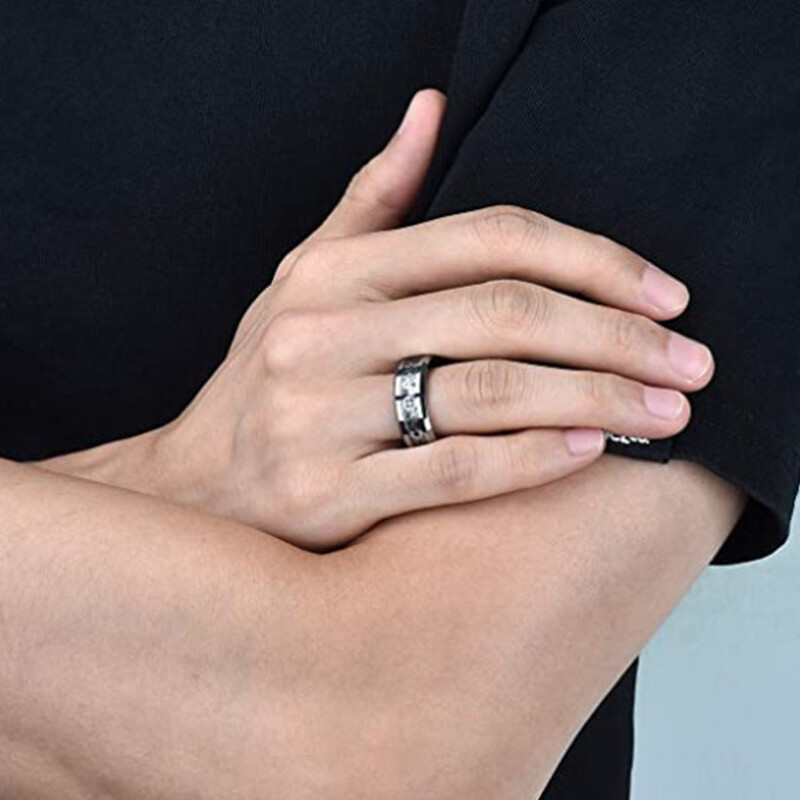 Unique Gear Ring Men Stainless Steel Titanium Gold Silver Black Ring Sizes 6-13⇓