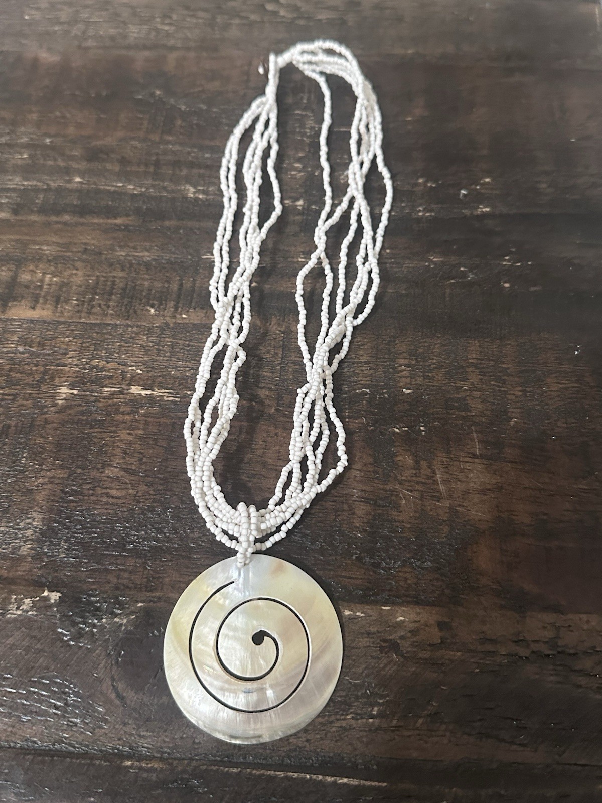 Iridescent Spiral Shell Necklace Coastal
