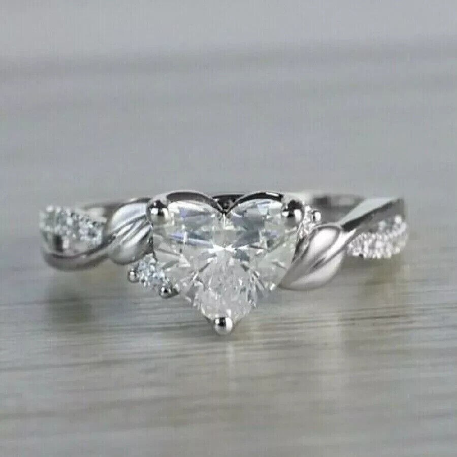 2.30Ct Heart Cut Simulated Diamond Lovely Wedding Ring In 14K White Gold Plated